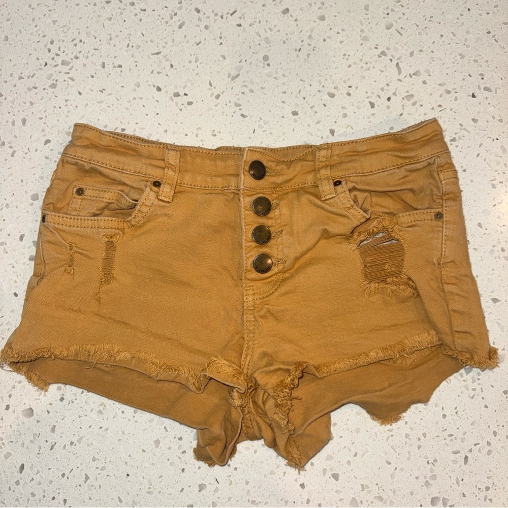 Billabong Button Fly Distressed Denim Cut Off Jean Short